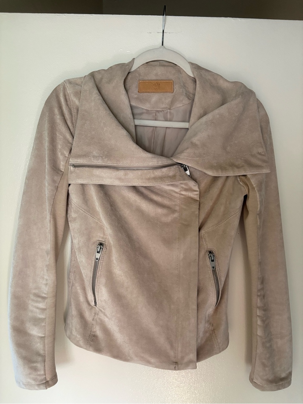 Sl8 Moto Jacket Faux Suede Beige Like New Size XS